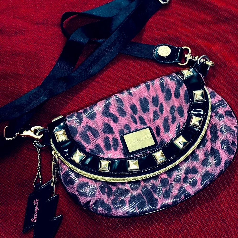Betsey Johnson pink leopard crossbody